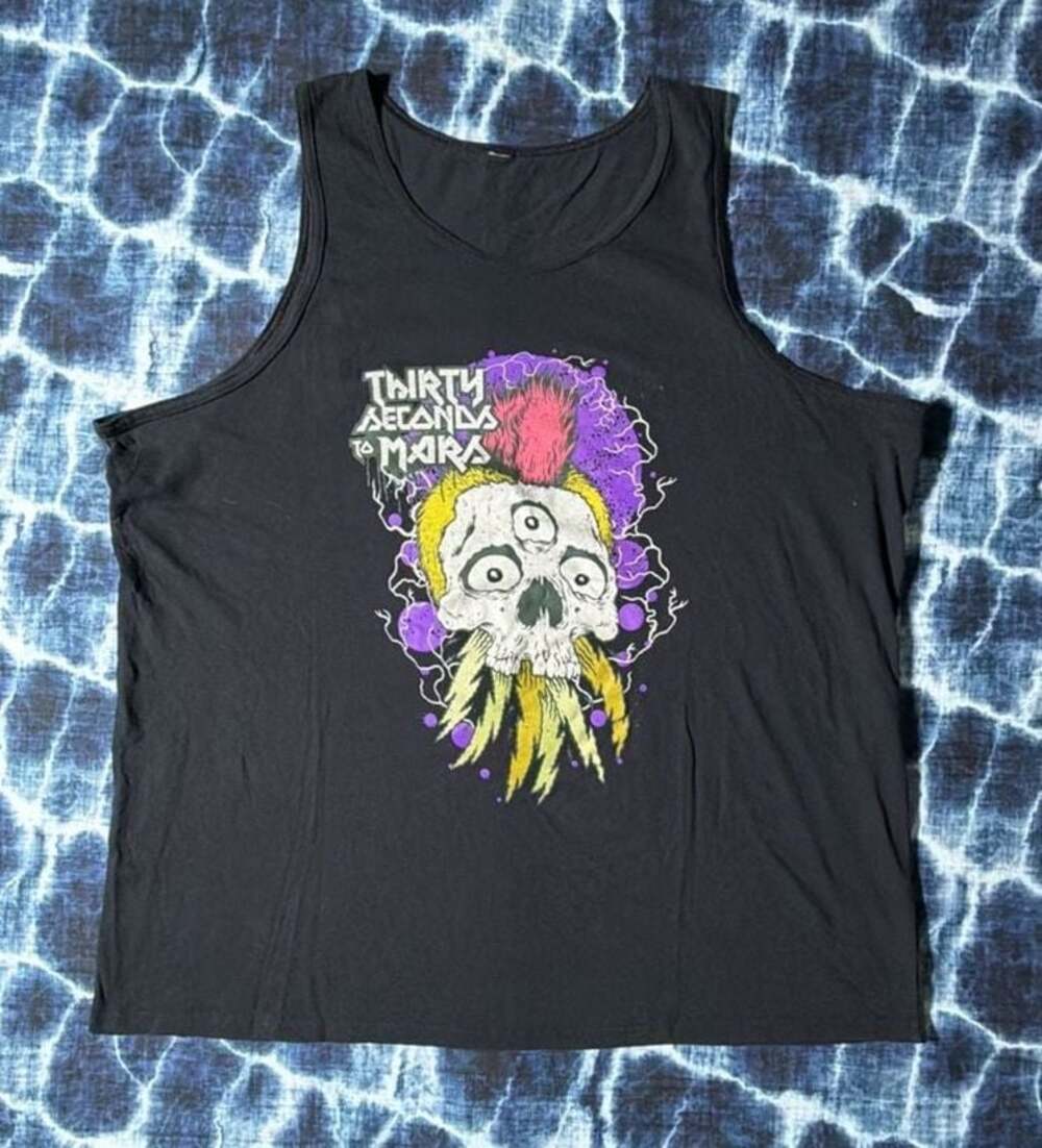 Thirty Seconds To Mars Seasons World Tour 2024 Mohawk Skull Tank Top
